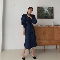 떳다그녀 로아트 데님 셔츠 롱 원피스
