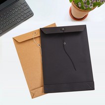 A4 블랙 종이 세로형 크라프트지 무지 끈 단추 서류 봉투 포장 파일 하도매, 단품, 단품