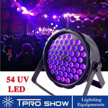 공간빔 UV 라이트 사운드 파티 조명 플랫 블랙 DMX 512 LED 파 바이올렛 스트로보 스코프 디스코 조명 효과 무대 클럽 홈 DJ, 54 UV Light _AU 플러그