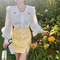 화이트 칼라 자수 셔츠 여 봄 꽃 여성셔츠 블라우스 캐쥬얼셔츠 여자봄