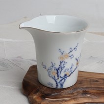 고급 금칠 백자 사군자 숙우 찻잔 (매화)