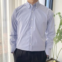 구김없는 정장 남자 스판 와이셔츠 (라이트 스트라이프)