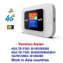 lte 라우터 와이파이 유무선 공유기 5g 잠금 해제 4G Lte 무선 Wifi 휴대용 모뎀 미니 야외 핫스팟 포켓 Mifi 150mbps Sim 카드 슬롯 리피터 2100mah, [02] Asian Version
