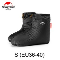 Naturehike 구스 다운 슬리퍼 초경량 실내 따뜻한 장거리 여행 침낭 액세서리 캠핑 야외 4.9 93, 블랙 S 사이즈, 협동사