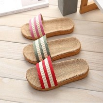 여름 왕골 실내화 스트라이프 여성 남성 슬리퍼, 230~235핑크35-36-MWBM01