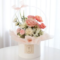 수비니샵 꽃풍선 레터링풍선 풍선꽃다발 용돈박스 기념일 졸업 환갑 칠순 어버이날 카네이션, 쥴리엣_핑크, 원형화분형, 추가없음