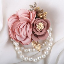 코사지 코르사주 부토니에 웨딩 꽃 악세사리Blush Pink Wrist Corsage for Wedding Bracelet Formal Party, 01 분홍색