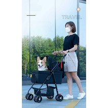 애견 유모차 고양이 개모파 접이식 반려견 펫트레일러, 핑크 (바구니-분할불가)