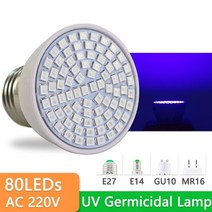 UV 세균 측정기 위생점검 배양 램프 살균 살균 램프 전구 자외선 조명 실내 오존 램프, UV 살균 80leds, 구10