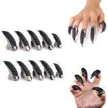 10 Count (Pack of 1) black 10pcs Finger Nail Ring Claws-Halloween Costume Claws Full Finger Ring C, 1