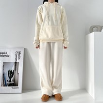 데일트 여성 기모 오버핏 후드 트레이닝 세트