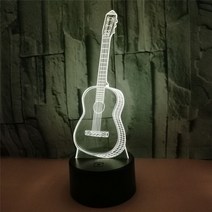 3D 착시 LED 기타 조명 7 가지 컬러 변경 룸 인테리어 테이블 책상 램프, 01 파란
