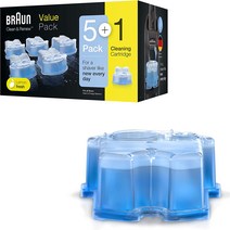 브라운 클린 갱신 남성용 전기 면도기 청소 카트리지 5+1팩 전기 면도기 청소용 청소액, 기본, 한개옵션0