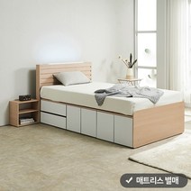 퍼즐 LED+USB형 높은 2단서랍침대 SS (서랍우측형1+도어2) (매트 미포함), 그레이화이트