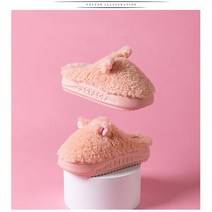 리빙엔젤 겨울 여성 캐릭터 통굽 슬리퍼 5cm 사무실 실내 굽높이 키높이 회사용 편한 털 실내화