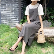 노팅힐 리틀 포레스트 멜빵 포켓 원피스 카키