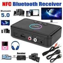 블루투스 5.0 무선 송수신기 어댑터 전화 헤드셋 TV PC 자동차 AUX nfc bt 수신기 송신기 오디오 3.5mm 잭 aux 2 rca 스테레오 사운드 스피커 dvd, 블루투스nfc 2in1