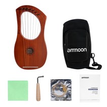 미니하프 초보 입문 취미 Ammoon 작은 7 현 거문고 하프 거문고 피아노 스틸 와이어 현 마호가니 합판 바디 마호가니 베니어 상판 현악기, 없음