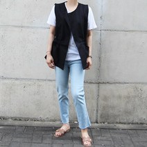 보리야놀자 오픈 스타일 린넨 조끼 (베이지 카키 블랙)