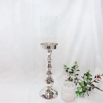 ms소품세상 철재 캔들홀더 유리관 실버 촛대 4261, 4261(대)