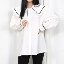 그저그녀 WB6047 210 빅카라 물결 블라우스