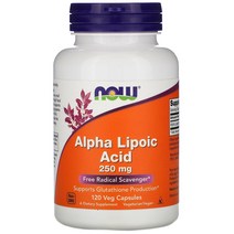 Now Foods 알파리포산 250mg 베지 캡슐 120정, 1개, 1정