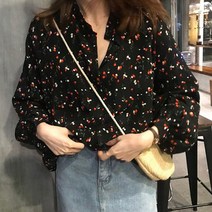 꽃프린팅 블라우스 경량 데이트룩 스커트 코디 루즈핏