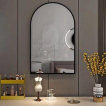 MEIISEO 원형 인테리어 욕실 화장대 벽거울 호텔 거울 화장실 메이크업 거울 확대 미용 거울 전면 접이식 거울, 블랙 직각_60*170cm