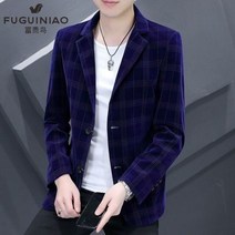 하객패션 하객 정장 원피스 새로운 중년 젊은 고급 격자 무늬 슬림 피트 캐주얼 모직 재킷 남성 트렌드 가을 봄
