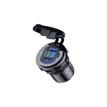 12V 24V 18W 알루미늄 방수 듀얼 QC3.0 USB 빠른 충전기 전원 콘센트 LED VOLTMETER ON OFF 스위치 자동차 마린 트럭 B, Black