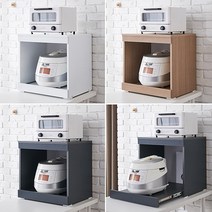 수디자인가구 바이린 미니 렌지대 에어프라이어 전자렌지 수납장 주방 선반 전기 밥통 밥솥다이, 화이트