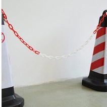 키알리 주차금지 안전구역 출입 통제 차단 플라스틱 사슬 체인 3M 2개, 색상, 화이트 - 레드