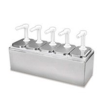소스디스펜서 펌프 뷔페 커피숍 시럽소스 쨈 펌프병, 2L 4구획 소스 펌프(베이스 포함)