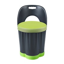 바퀴달린 수납 스툴 등받이 깡통 보조 드럼통 식당 업소용 의자 바디컬러 블랙, 바디/등받이(블랙)/쿠션(그린)/하부받침(그린)