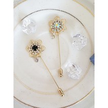 블랙스피넬 &오로라 부토니에 핸드메이드브로치 브로치선물