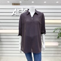 아르떼 싱글카라 시어서커 깅엄 블라우스 DMBPWB860 NA
