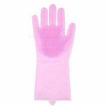 매직 실리콘 식기 세척 장갑 오븐 주먹 브러시 고무 스크러버 절연 라텍스 스폰지보다 내구성, 01 33x12cm, 07 Pink Right 1Pcs