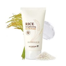 SKINFOOD Soft Rice Scrub Foam - Hypoallergenic Micro Fine Bran Facial Foaming Cleanser Mild Exfoliat