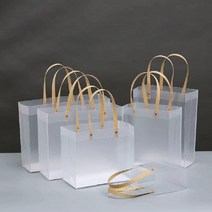 PVC 쇼핑백 선물쇼핑백 사각 반투명 포장 가방 B 골드