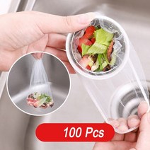 100 pcs 주방 막힘 방지 싱크 필터 메쉬 일회용 하수 폐기물 배수 필터 잔류 물 쓰레기 봉투 여과기, 100개