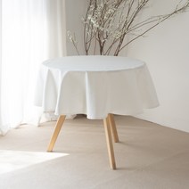 [코티지]감성 원형테이블보 방수 캠핑용 원형 행사테이블보 식탁보, 퓨어화이트, 원형테이블보 지름 120cm