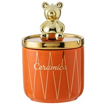 슈가제니 세라믹 가정 업소용 뚜껑 재떨이, 오렌지, 1개