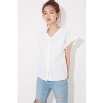 랩 LAP AK2WB625 소매 프릴 V넥 오픈 블라우스 (P001843391)