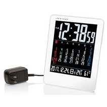 ADESSO (아뎃소) 알람 시계 디지털 캘린더 전파 온도 습도 날짜 표시두고 걸어 겸용 화이트 NA-929, 단일옵션