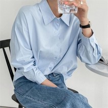 바보사랑 여자 프레피룩 루즈핏 긴팔 학생 셔츠.옷자락(무료배송)