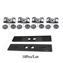 16 개/대 2878 57999 3706 기차 휠 프레임 + 바퀴 축 세트 MOC 빌딩 블록 DIY 호환 하이테크 10254 도시, 02 18Pcs per set