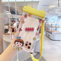 배달용품 스마트폰 방수파우치 터치스크린 밀봉 잠수 수영가방 장비 표류 스트레칭 조절가능 투명 라이더 포장, T11-더블버튼 음료 여아크로스가능, C01-개별포장가치가 없다 줄달림