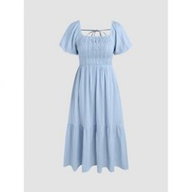 샵사이다 CIDER 스쿱 넥 타이 백 셔링 맥시 원피스 488544