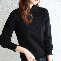 데일로엔 여성 심플 레이스 포인트 니트