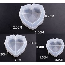 캔들만들기 DIY 양초 실리콘 금형 3d 그리드 하트 모양 향초 비누 금형 무스 케이크, 3pcs 하트